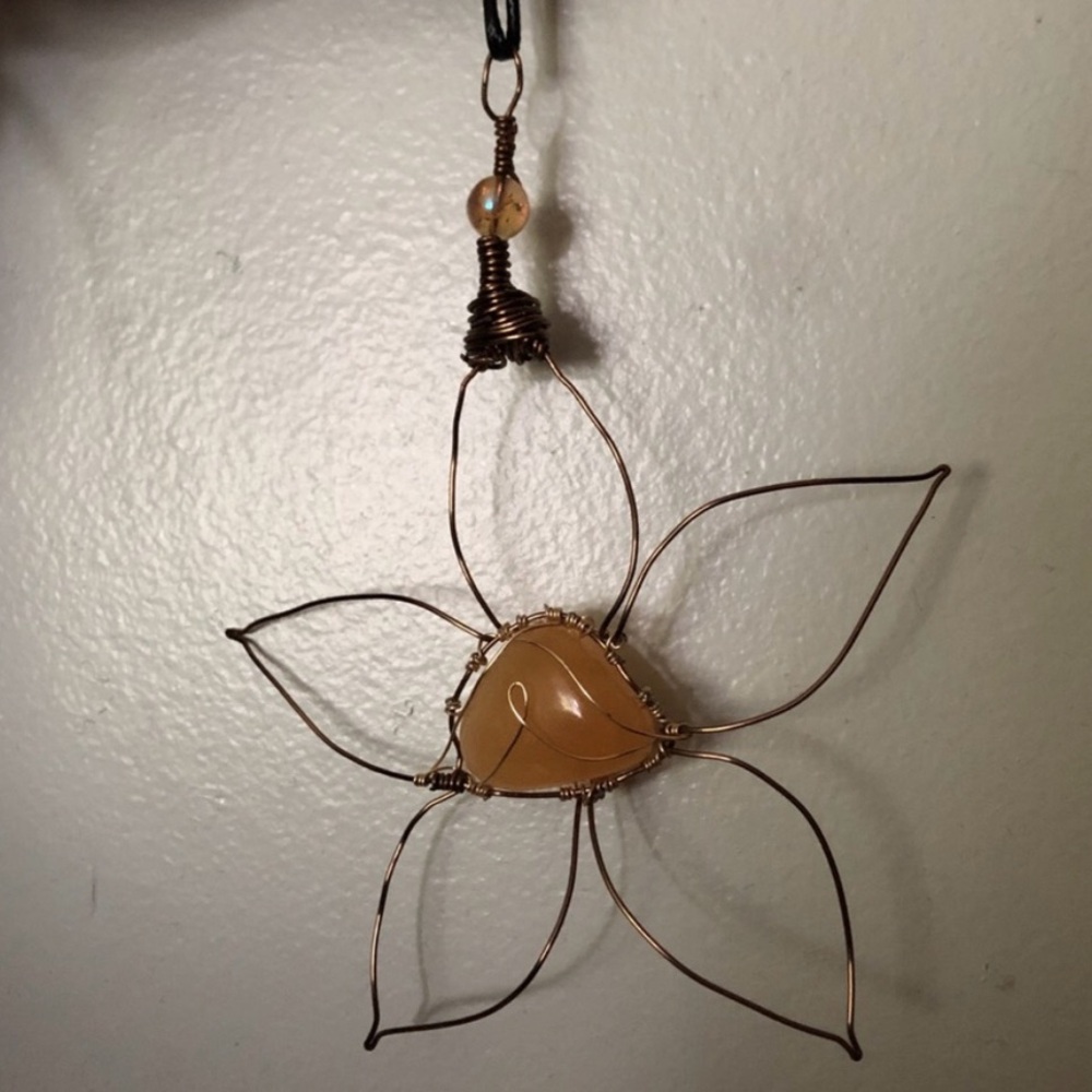 Flower Wrapped Orange Citrine Pendant